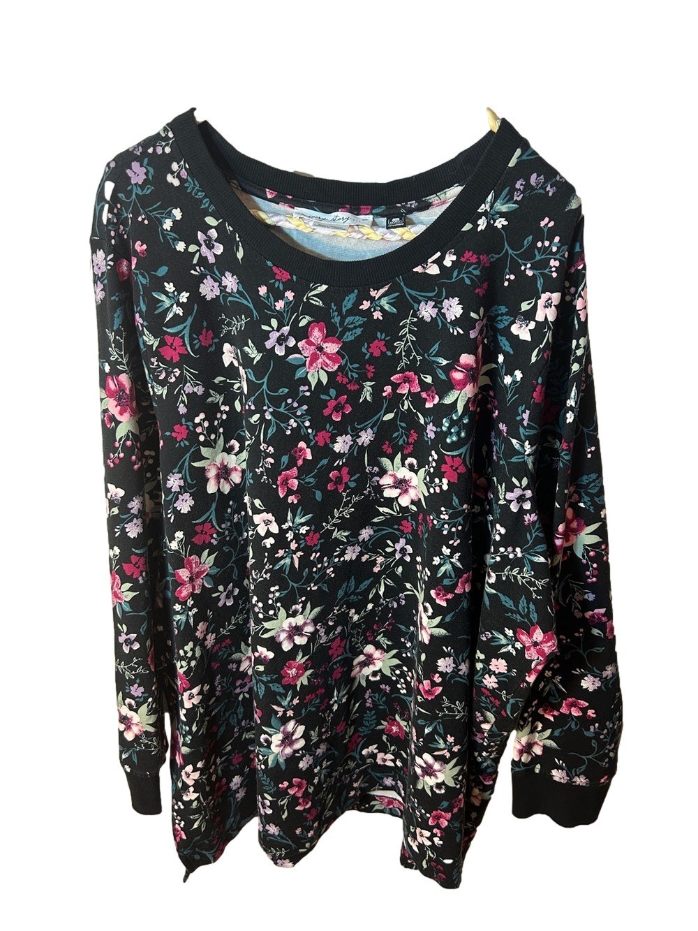 Penningtons In Every Story Black Floral Long Sleeve Sweater size 5x
